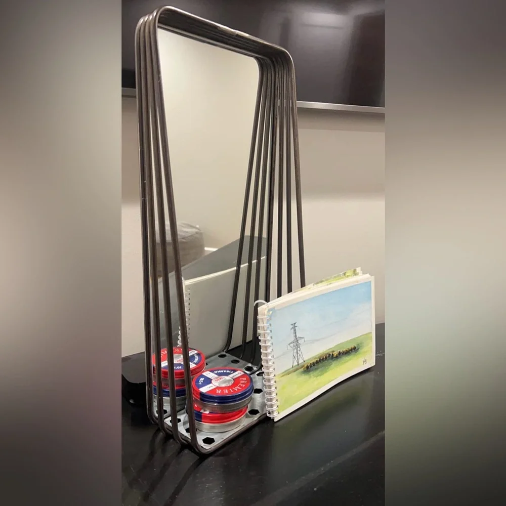 WEST ELM 3-pc Modern Industrial Wall Mirror Shelf Set #07252510